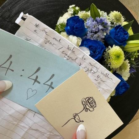 A picture of Nial's handwritten note, manifesting their marriage. Liam Payne letter