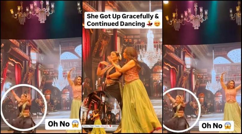 'No co-ordination at all': Vidya Balan trips, falls on the stage amid stage performance, handles it grace Madhuri Dixit continues to dance [Reactions]
