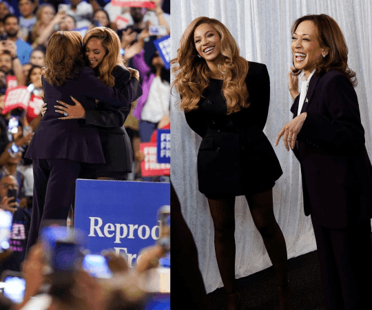 Beyoncé and Kamala share sweet moments with one another on and off stage at the rally. beyonce-kamala