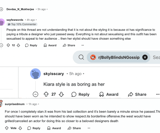 Reddit users disliked the way Kiara styled an outfit from Rohit Bal's last collection. kiara