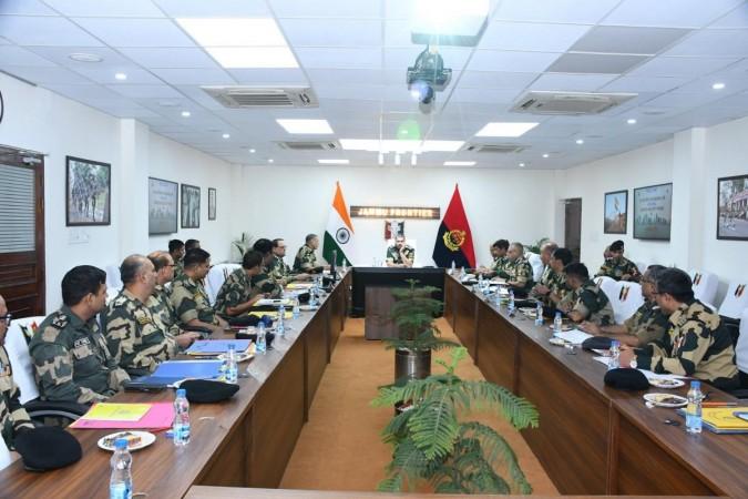 ADG BSF (Western Command) Satish S Khandare, chairing a meeting of senior officers at Jammu BSF officers