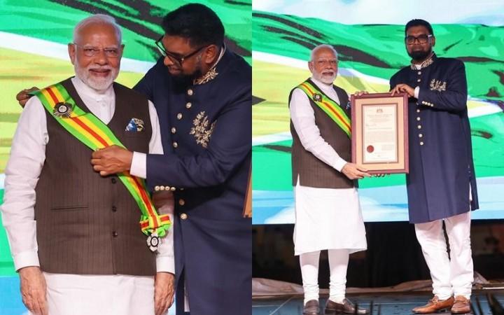 PM Modi conferred with Guyana's 'The Order of Excellence', dedicates it to people of India PM Modi conferred with Guyana's 'The Order of Excellence', dedicates it to people of India