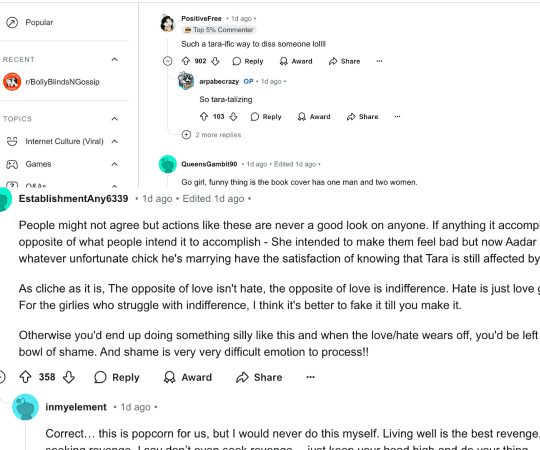 This is what the comment section of the popular Reddit thread looked like. Tara-Aadar-Alekha