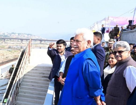 LG Manoj Sinha reviewing Tawi Riverfront project in Jammu LG Manoj Sinha
