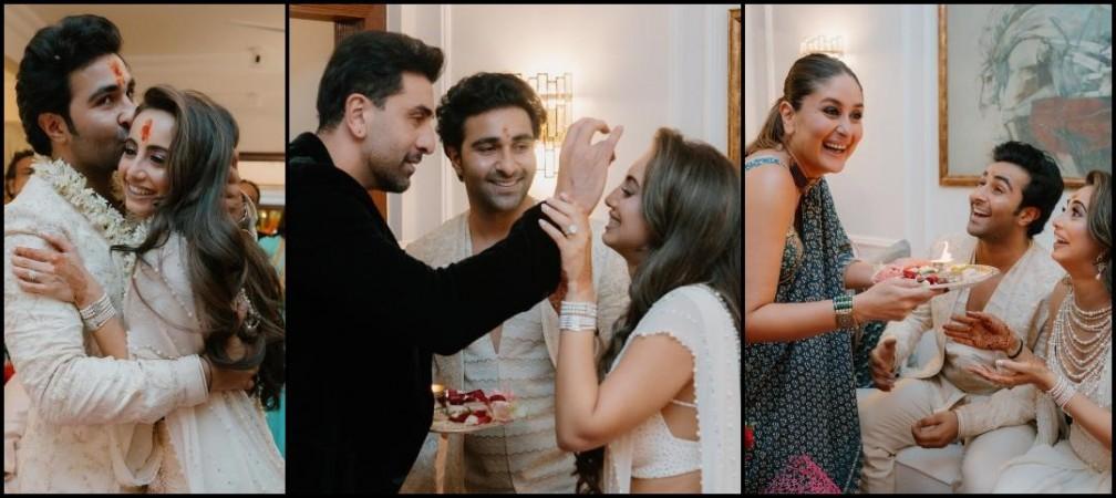 Ranbir Kapoor applies tilak to Alekha Advani, Kareena Kapoor does aarti, Aadar Jain kisses Alekha during roka ceremony [Inside pics]