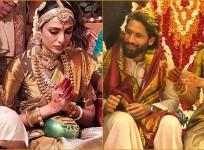 Leaked! Naga Chaitanya, Sobhita Dhulipala FIRST wedding pics : Bride stuns in golden kanjivaram saree; groom glitters in ivory traditional outfit