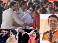 Ranbir Kapoor, Ranveer Singh, Shah Rukh Khan, Salman Khan, Shraddha Kapoor, Janhvi Kapoor at Devendra Fadnavis' oath ceremony