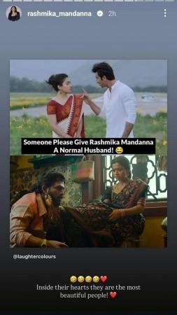This is the Instagram story that the actress shared. rashmika