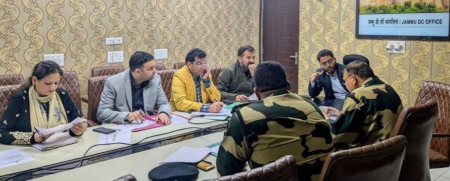 District Commissioner Jammu, Sachin Kumar Vaishya chairing a meeting to address the challenges faced by farmers of border areas. Deputy Commissioner Jammu