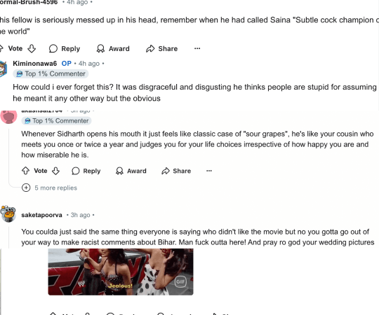This is what the comment section of the discourse looked like on Reddit. Siddharth-Allu Arjun
