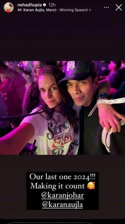 Karan Johar dances with Karan Aujla at his concert with Neha Dhupia on 'Tauba Tauba' Karan Johar dances with Karan Aujla at his concert with Neha Dhupia on 'Tauba Tauba'