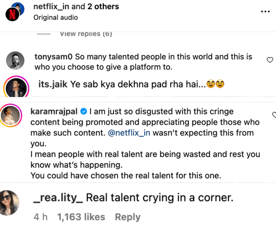 This is what the Instagram comment section looked like. shalini passi