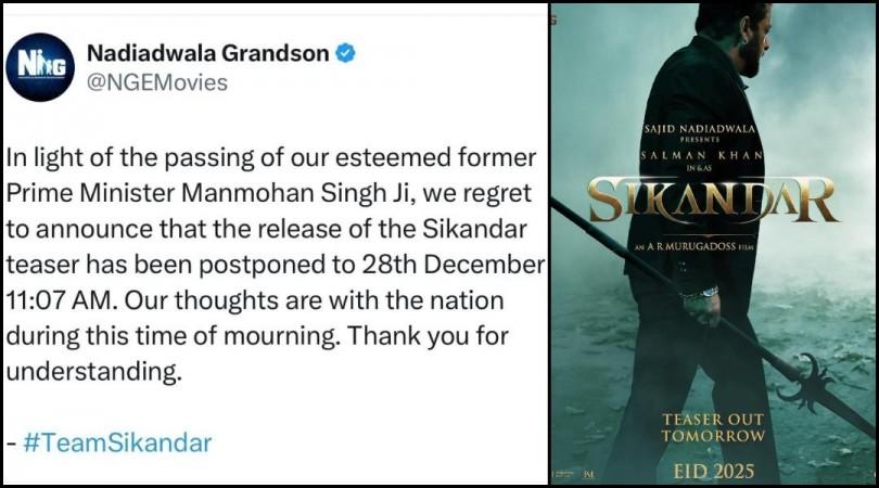 'Good gesture, massive respect': Fans laud Salman Khan and makers decision for postponing Sikandar teaser in the light of Manmohan Singh's demise 'Good gesture, massive respect': Fans laud Salman Khan and makers decision for postponing Sikandar teaser in the light of Manmohan Singh's demise