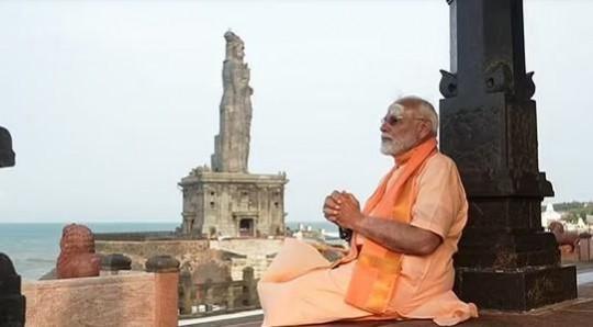 Prime Minister Narendra Modi's meditation at Vivekananda Rock Memorial Prime Minister Narendra Modi's meditation at Vivekananda Rock Memorial