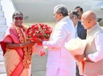 Prez Murmu in K'taka for NIMHANS golden jubilee; CM Siddaramaiah extends warm welcome