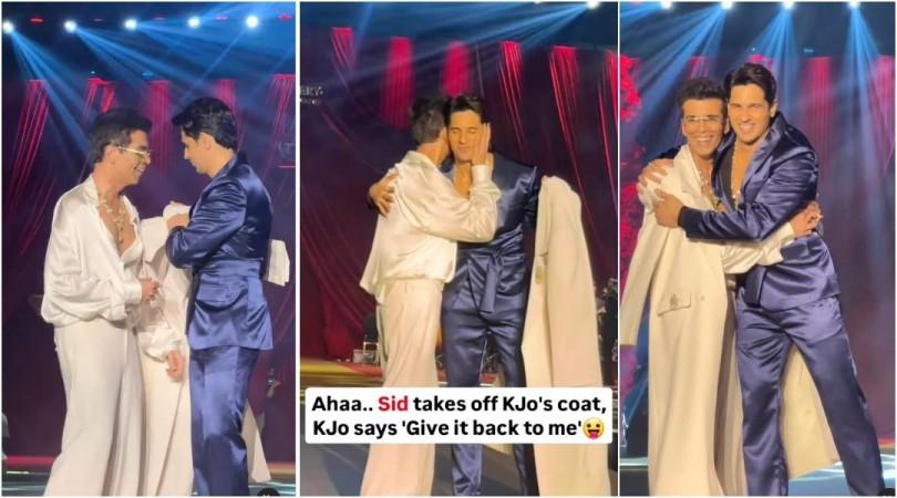 Karan Johar kisses Sidharth Malhotra as he removes his jacket; sizzle on runway with their plunging neckline outfits  [Watch]