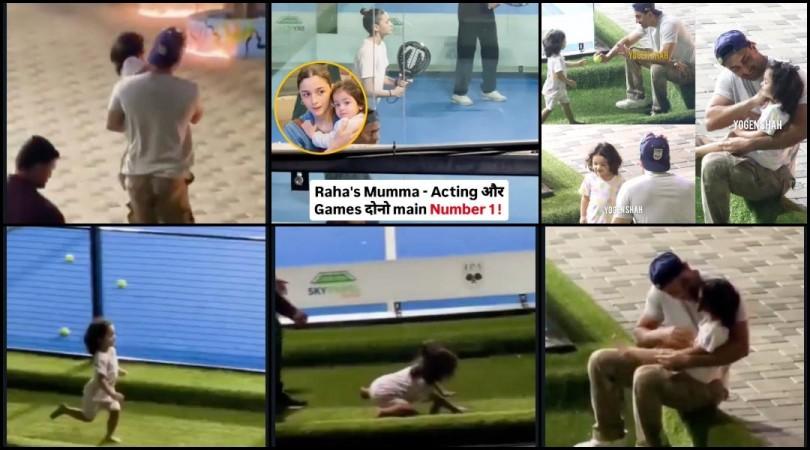 Alia Bhatt plays pickleball while Ranbir Kapoor comforts Raha as she falls during playtime; fans spot him wearing Raha's hairband Alia Bhatt plays pickleball while Ranbir Kapoor comforts Raha as she falls during playtime; fans spot him wearing Raha's hairband