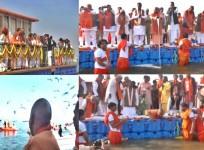 CM Yogi, his ministers take holy dip at Triveni Sangam