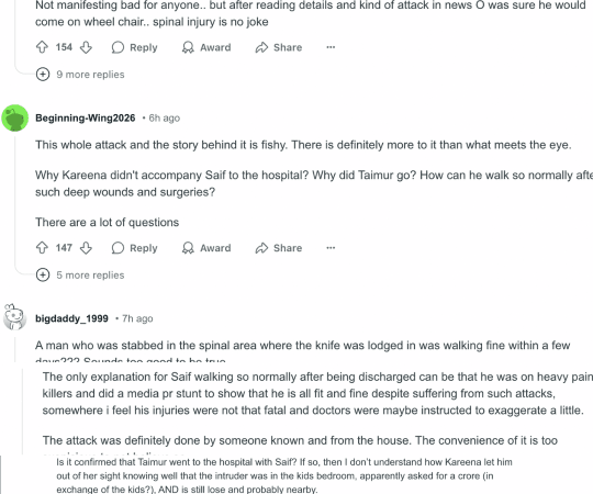This is what the comment section of the Reddit discourse looked like. KRK-Saif-Kareena