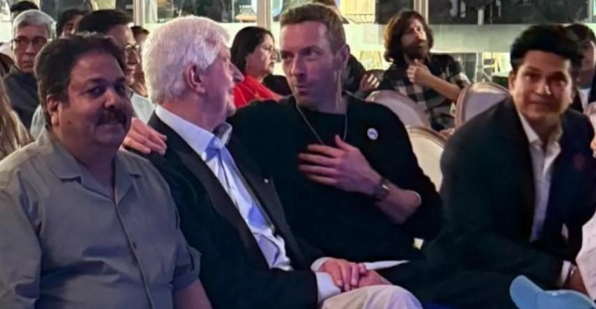 Rajeev Shukla with Chris Martin, Sachin Tendulkar Rajeev Shukla with Chris Martin, Sachin Tendulkar