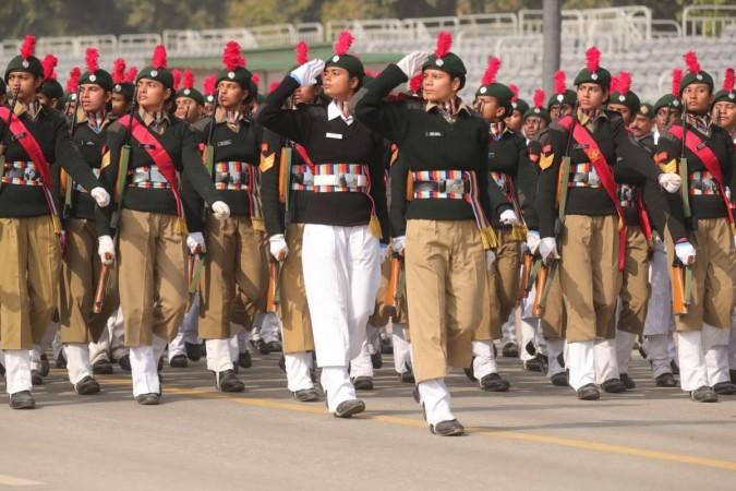 Ekta Devi of J&K commanding girls NCC cadet contingent during Republic Day parade rehearsal Ekta Devi