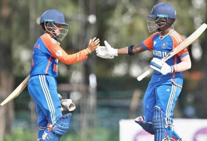 Gongadi's aggressive batting led India to a massive total of 208/1 in 20 overs Gongadi's aggressive batting led India to a massive total of 208/1 in 20 overs