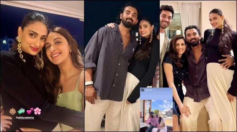 Pregnant Athiya Shetty radiates pregnancy glow as KL Rahul lovingly cradles her baby bump [Pics]
