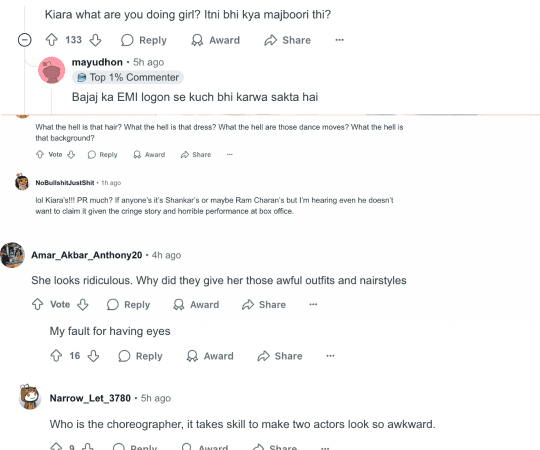 This is what fans on Reddit had to say about the song. kiara advani-game changer