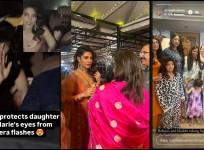 Priyanka Chopra Waves at Paparazzi as Malti Marie Covers Her Eyes from Flashes after attending Mata Ki Chowki; ahead of her brother Siddharth's wedding