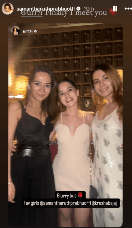 Uorfi and Samantha met at a Mumbai restaurant recently. Samantha-Uorfi