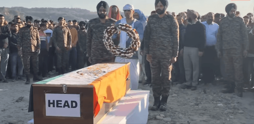 Family member and soldiers paying tributes to Mukesh Singh Martyr Mukesh Singh Manhas