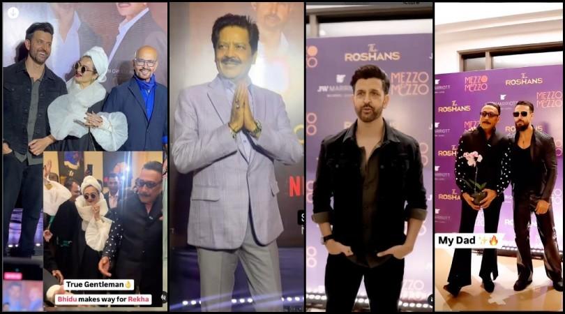 Roshans' Success Bash: Rekha kisses Alka Yagnik as Udit Narayan looks on, teases Hrithik Roshan, leaving him blushing; Jackie Shroff escorts Rekha to her car Roshans' Success Bash: Rekha kisses Alka Yagnik as Udit Narayan looks on, teases Hrithik Roshan, leaving him blushing; Jackie Shroff escorts Rekha to her car