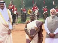 Qatar's Emir receives ceremonial welcome at Rashtrapati Bhavan