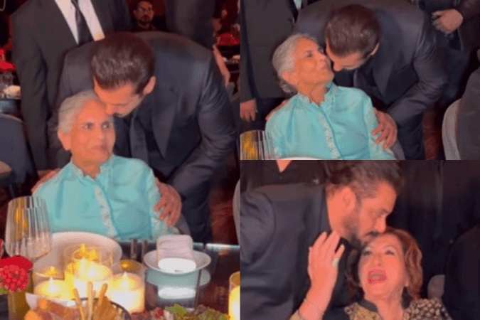 Salman Khan kisses Salma Khan and Helen Salman Khan kisses Salma Khan and Helen