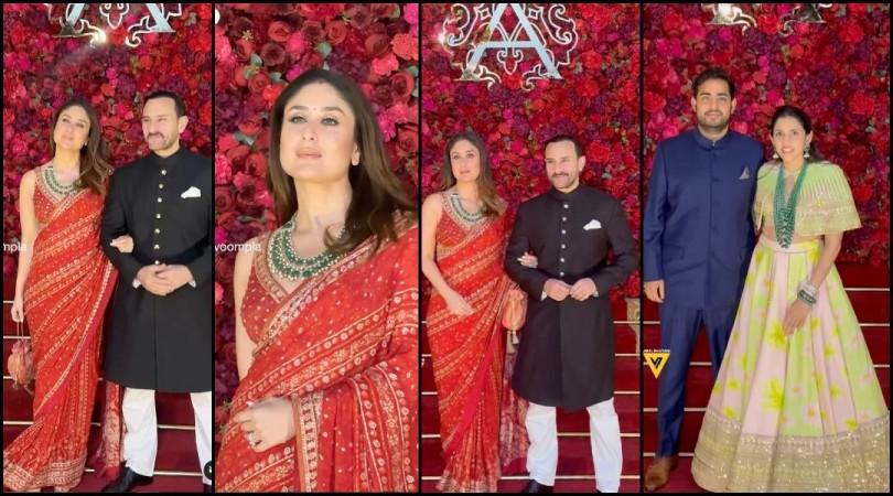 Aadar Jain-Alekha Advani's Wedding: Kareena Kapoor stuns in red saree, flaunts sindoor; blushes she poses with husband-actor Saif Ali Khan Aadar Jain-Alekha Advani's Wedding: Kareena Kapoor stuns in red saree, flaunts sindoor; blushes she poses with husband-actor Saif Ali Khan