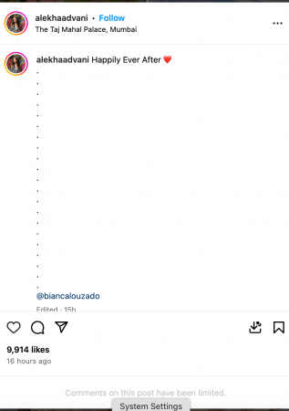 Aadar Jain shares wedding photos with Alekha Advani; limits Instagram comments amid ex-GF Tara Sutaria fans hateful remarks Aadar Jain shares wedding photos with Alekha Advani; limits Instagram comments amid ex-GF Tara Sutaria fans hateful remarks