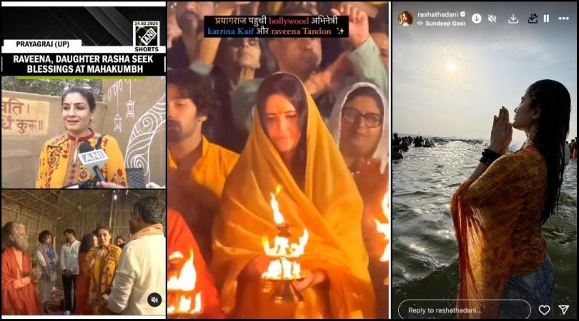 Katrina Kaif with her saasu maa, Raveena perform aarti at Maha Kumbh; Rasha takes holy dip at Triveni Sangham Katrina Kaif with her saasu maa, Raveena perform aarti at Maha Kumbh; Rasha takes holy dip at Triveni Sangham