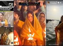 Katrina Kaif with her saasu maa, Raveena perform aarti at Maha Kumbh; Rasha takes holy dip at Triveni Sangham