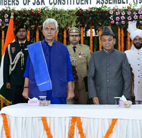 Lieutenant Governor Manoj Sinha and Speaker of the J&K Legislative Assembly Abdul Rahim Rather LG Manoj Sinha