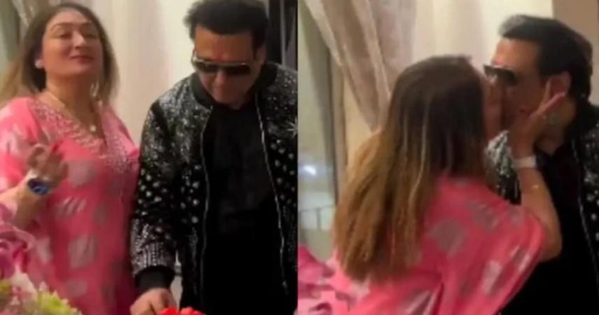 Sunita, Govinda lock lips Sunita, Govinda lock lips