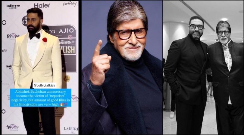 'Nepotism Negativity': Amitabh Bachchan defends son Abhishek Bachchan, calls him an 'Unnecessary Victim' 'Nepotism Negativity': Amitabh Bachchan defends son Abhishek Bachchan, calls him an 'Unnecessary Victim'