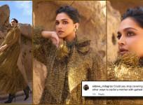 'Horrendous way to hide her gained weight?' Deepika Padukone's glittery gold outfit fails to impress; fans compare it to wrapping paper