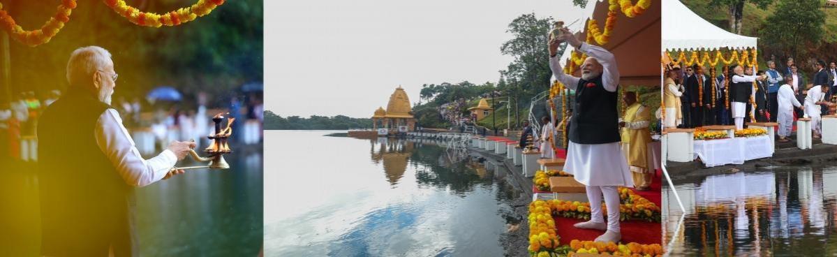 Highlighting India-Mauritius spiritual connect, PM Modi offers prayers at revered Ganga Talao Highlighting India-Mauritius spiritual connect, PM Modi offers prayers at revered Ganga Talao