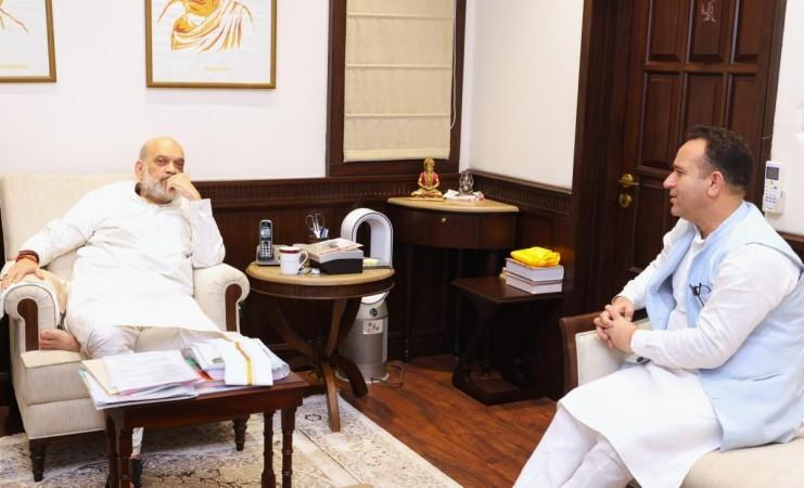Leader of Opposition in J&K Sunil Sharma meeting Union Home Minister Amit Shah Sunil Sharma
