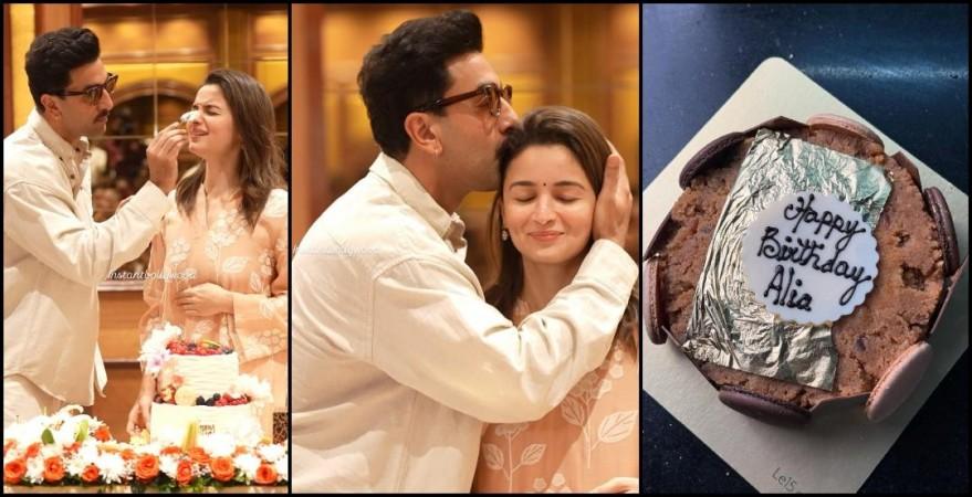Alia Bhatt  cuts moong dal halwa cake with Shaheen Bhatt, Raha Kapoor, Ranbir Kapoor in presence [Pics]