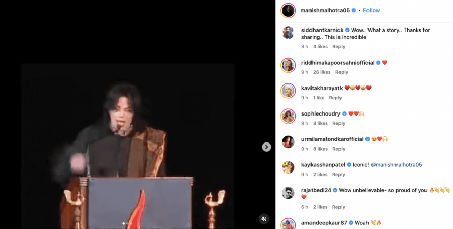 Celebrities could not help but appreciate this iconic collaboration that happened years back. Manish Malhotra- Michael Jackson