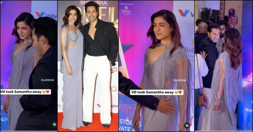 Varun Dhawan interrupts Samantha Ruth Prabhu's red carpet moment, takes her away from paparazzi [Watch]