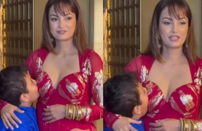 Nisha Rawal with son Nisha Rawal with son