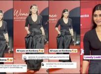 Konkona Sen Sharma holds skirt while walking red carpet; her sheer bold see-through black outfit raises eyebrows