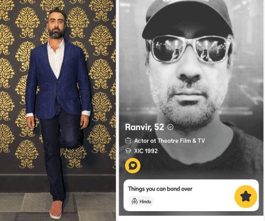 Ranvir Shorey's Bumble profile's screengrabs are going viral on the internet. Ranvir Shorey